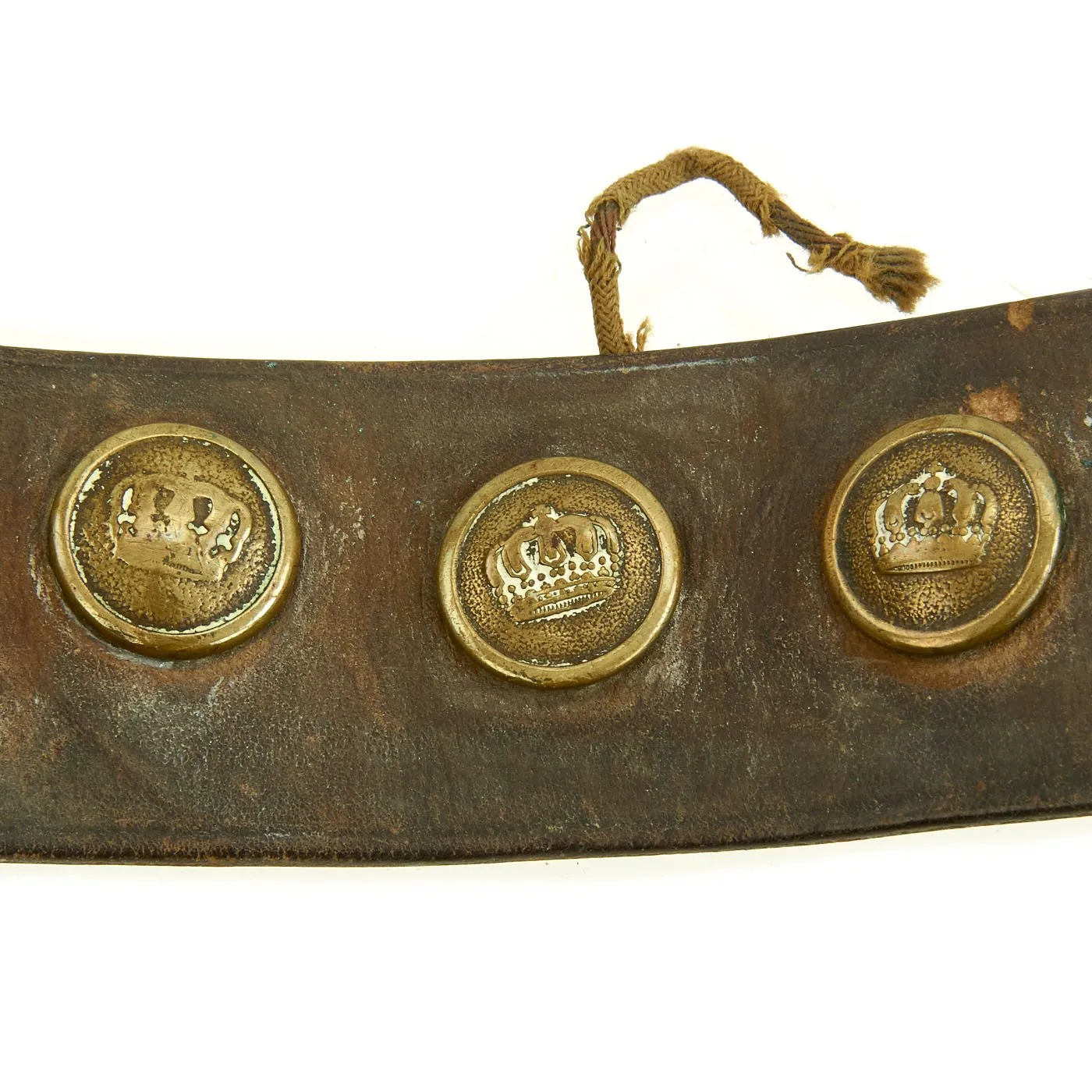 Original Imperial German WWI Hate Belt with Gott Mit Uns Prussian Buckle & 9 Buttons