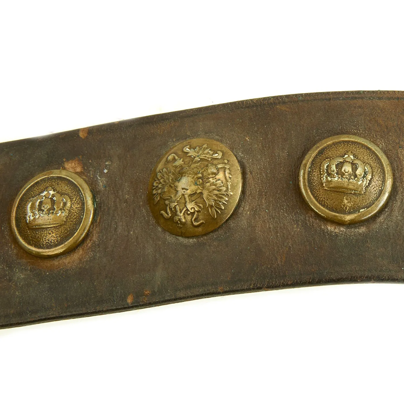 Original Imperial German WWI Hate Belt with Gott Mit Uns Prussian Buckle & 9 Buttons