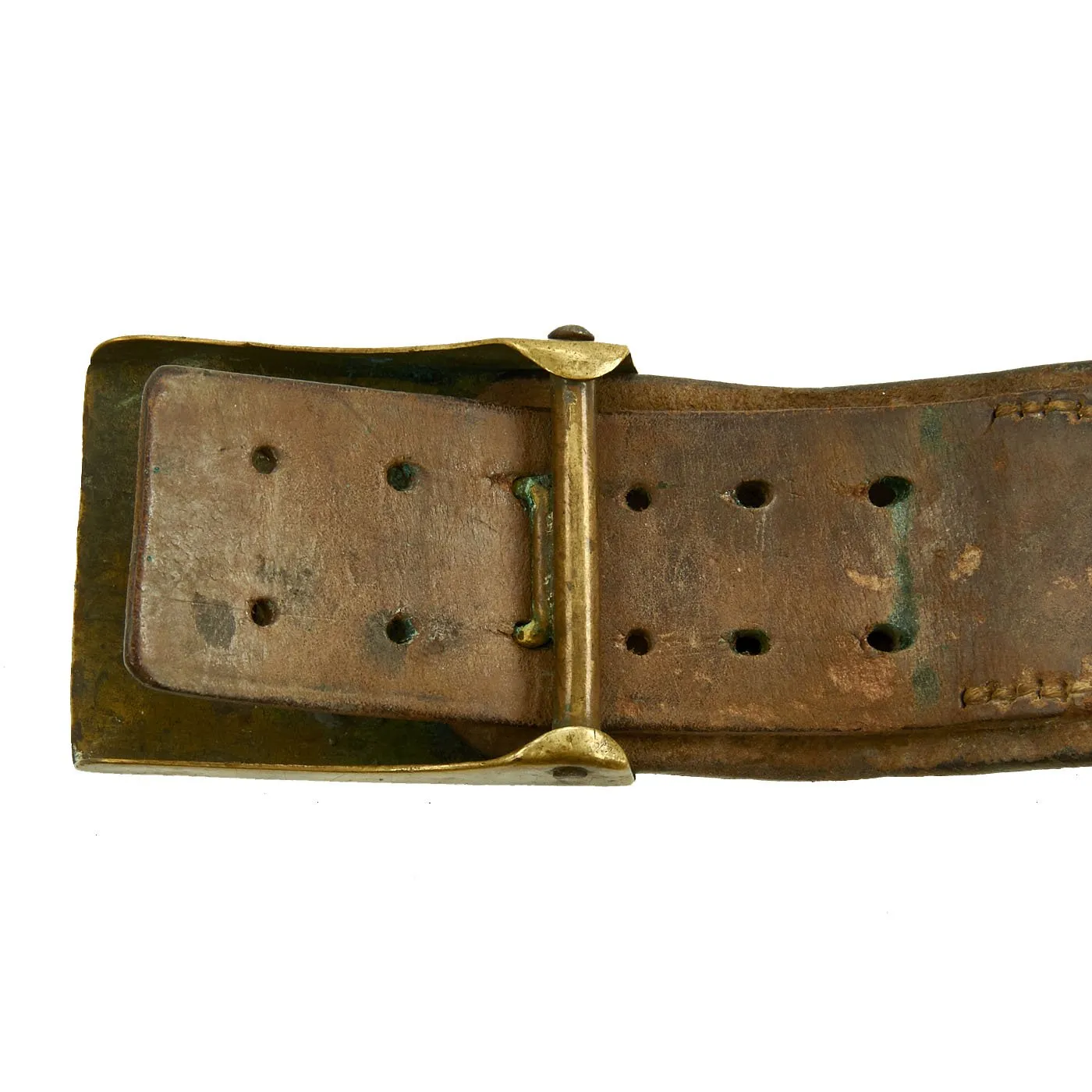 Original Imperial German WWI Hate Belt with Gott Mit Uns Prussian Buckle & 9 Buttons