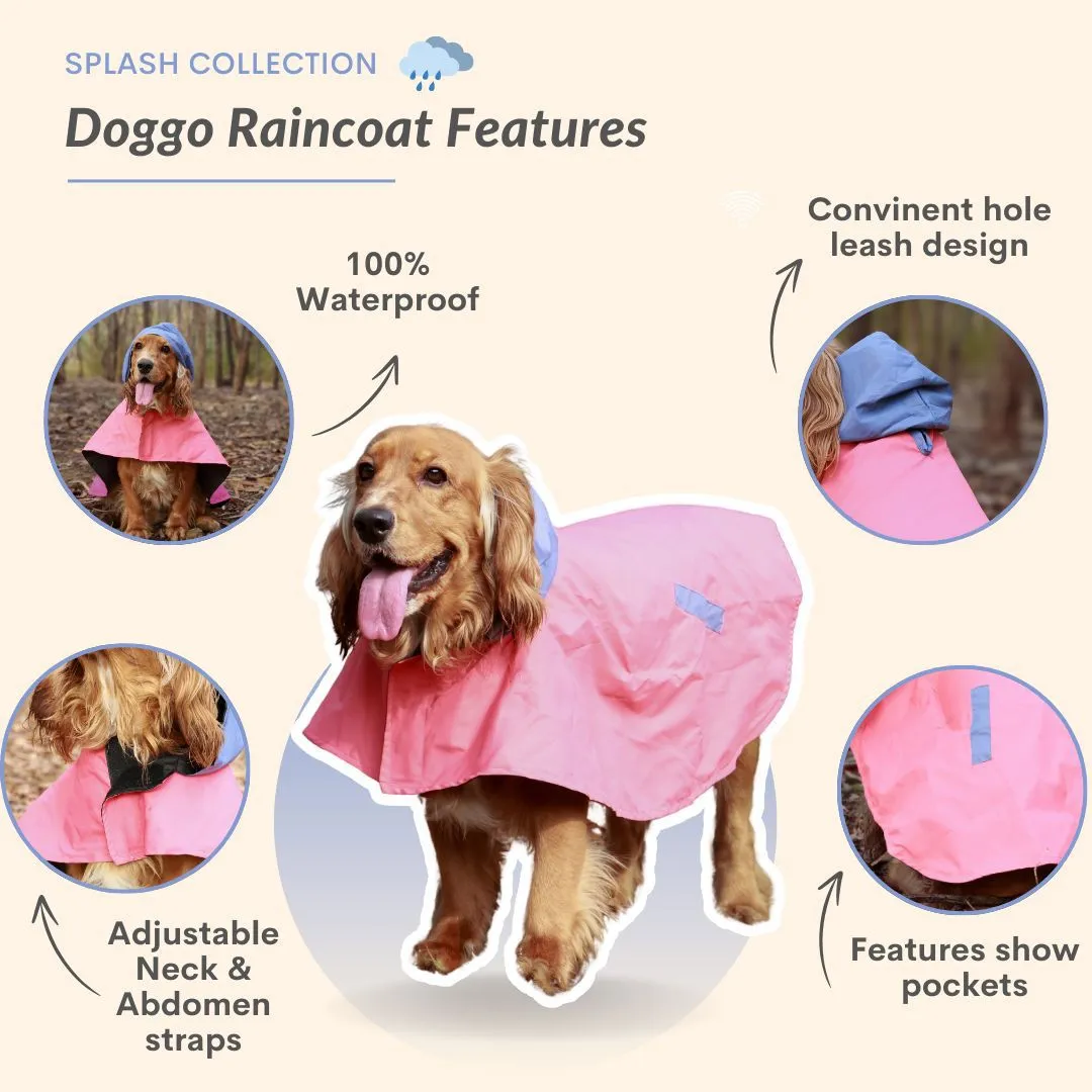 Pet Set Go Dual Colour Cape Style Raincoat for Dogs (Pink)