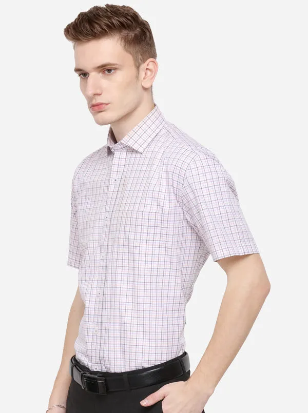 Pink Checked Regular Fit Formal Shirt | JadeBlue