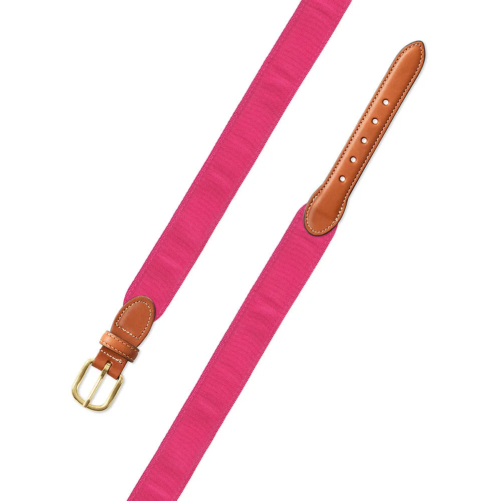 Pink Grosgrain Ribbon Leather Tab Belt