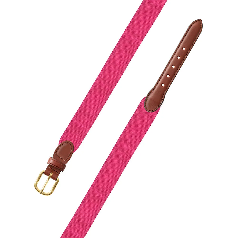 Pink Grosgrain Ribbon Leather Tab Belt