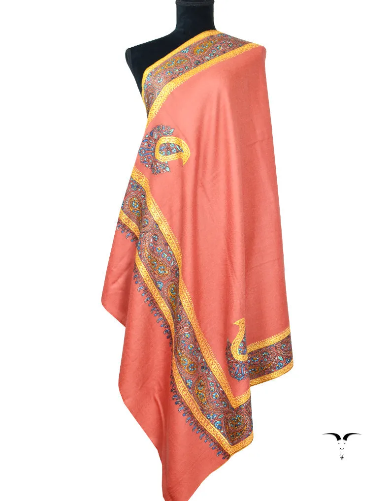 Pink Pashmina Shawl With Sozni & Tilla Work 5475