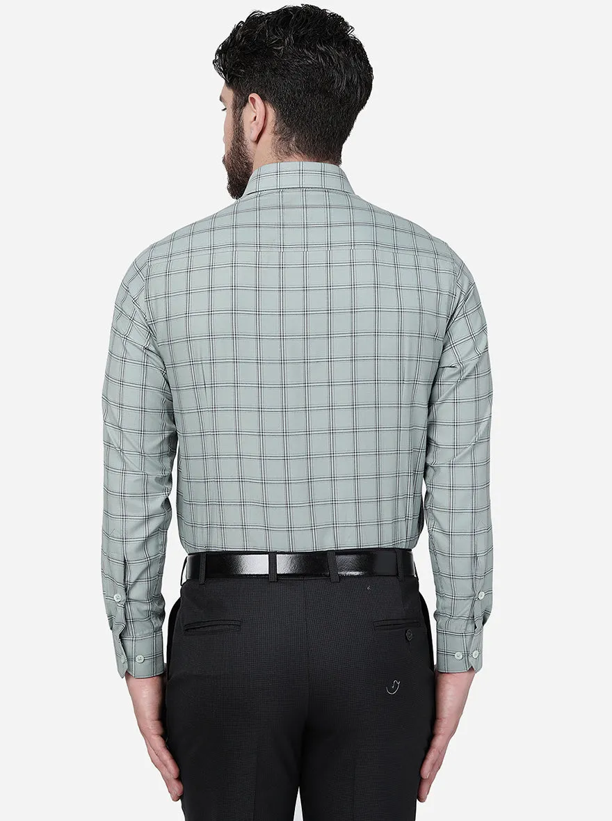 Pista Green Checked Slim Fit Formal Shirt | Greenfibre