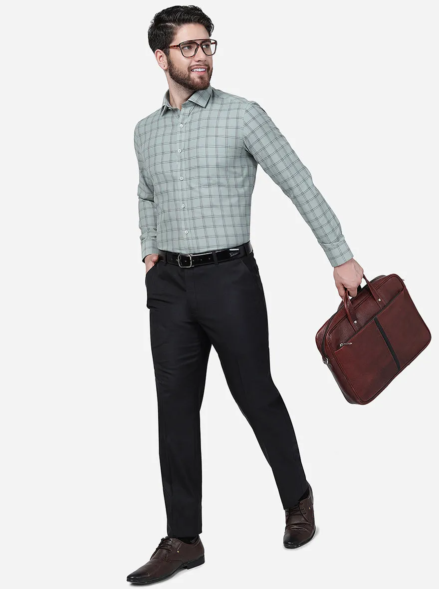 Pista Green Checked Slim Fit Formal Shirt | Greenfibre