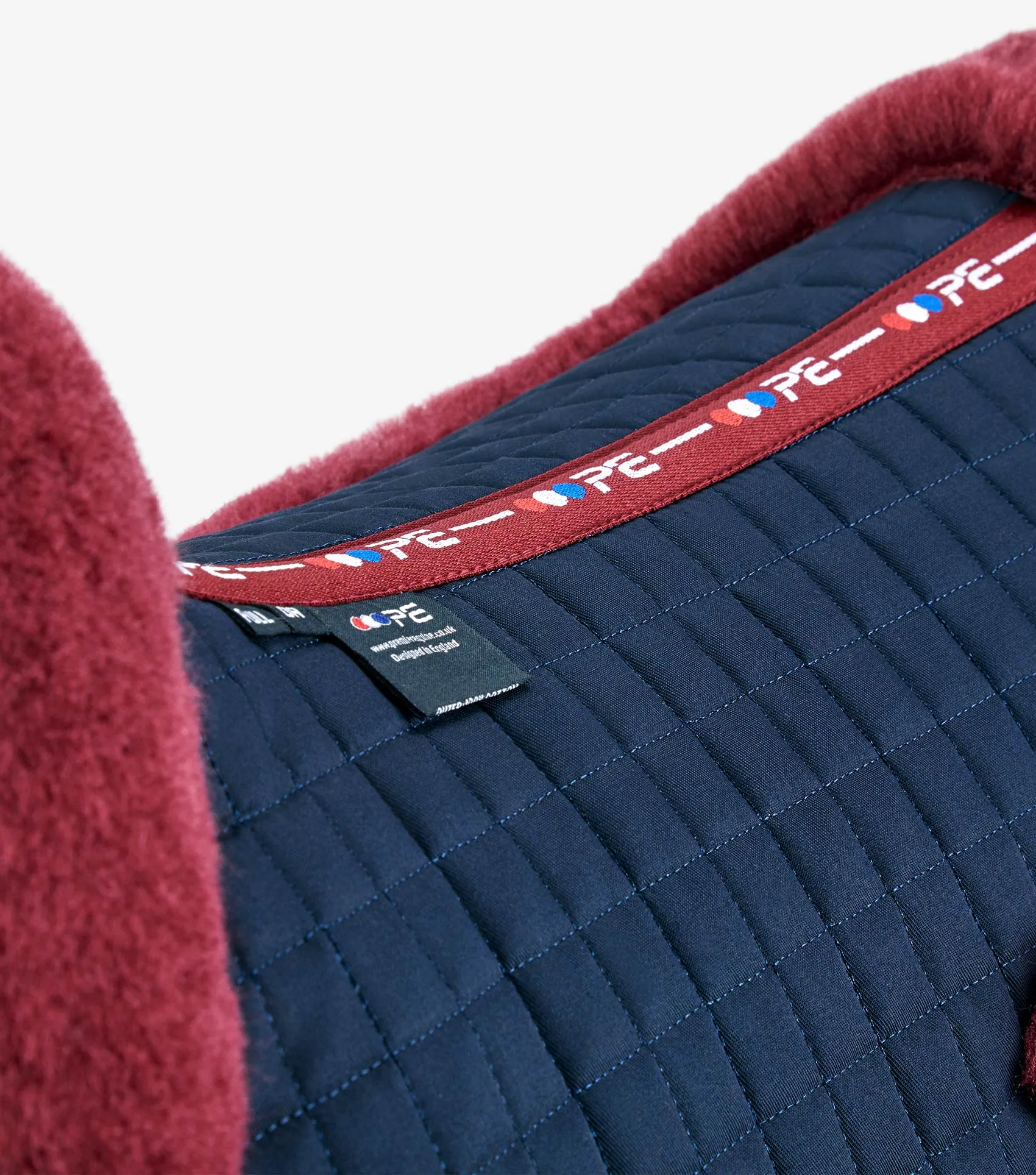 Premier Equine Merino Wool Half Lined European Dressage Pad Navy/Burgandy