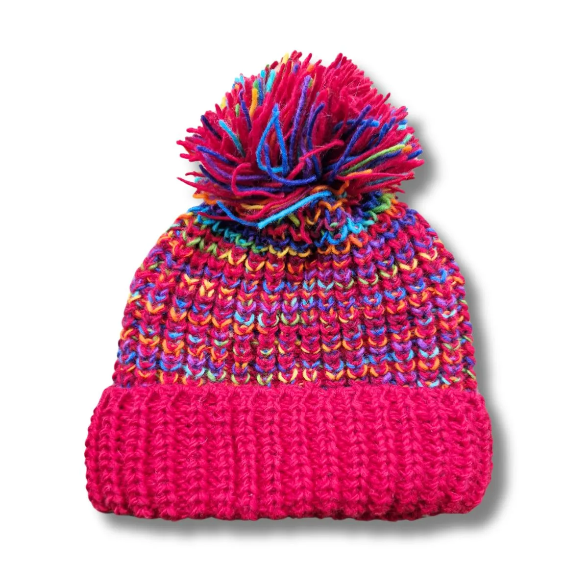 rainbow wool bobble hat