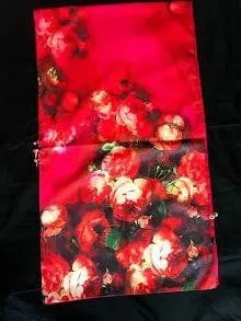 Red floral 100% Silk Satin smooth soft Long double fabric  Scarf with buttons