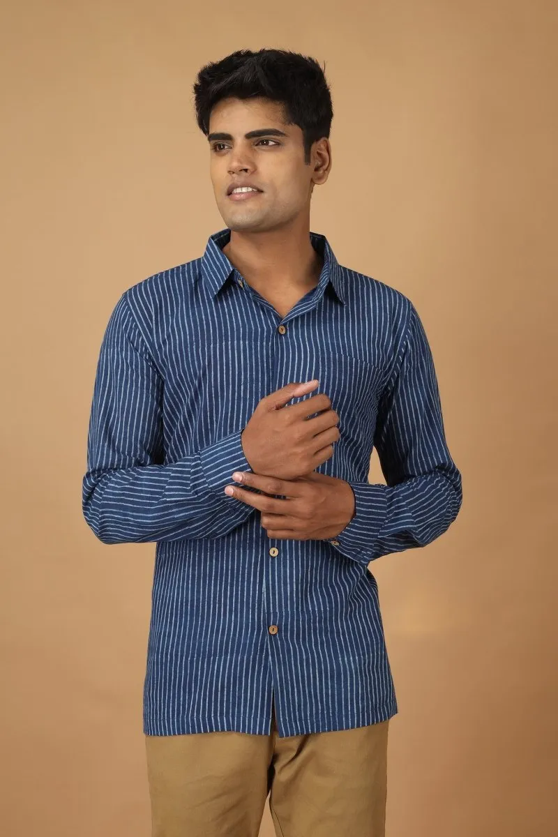 Rekh Dabu Indigo Mens Cotton Shirt