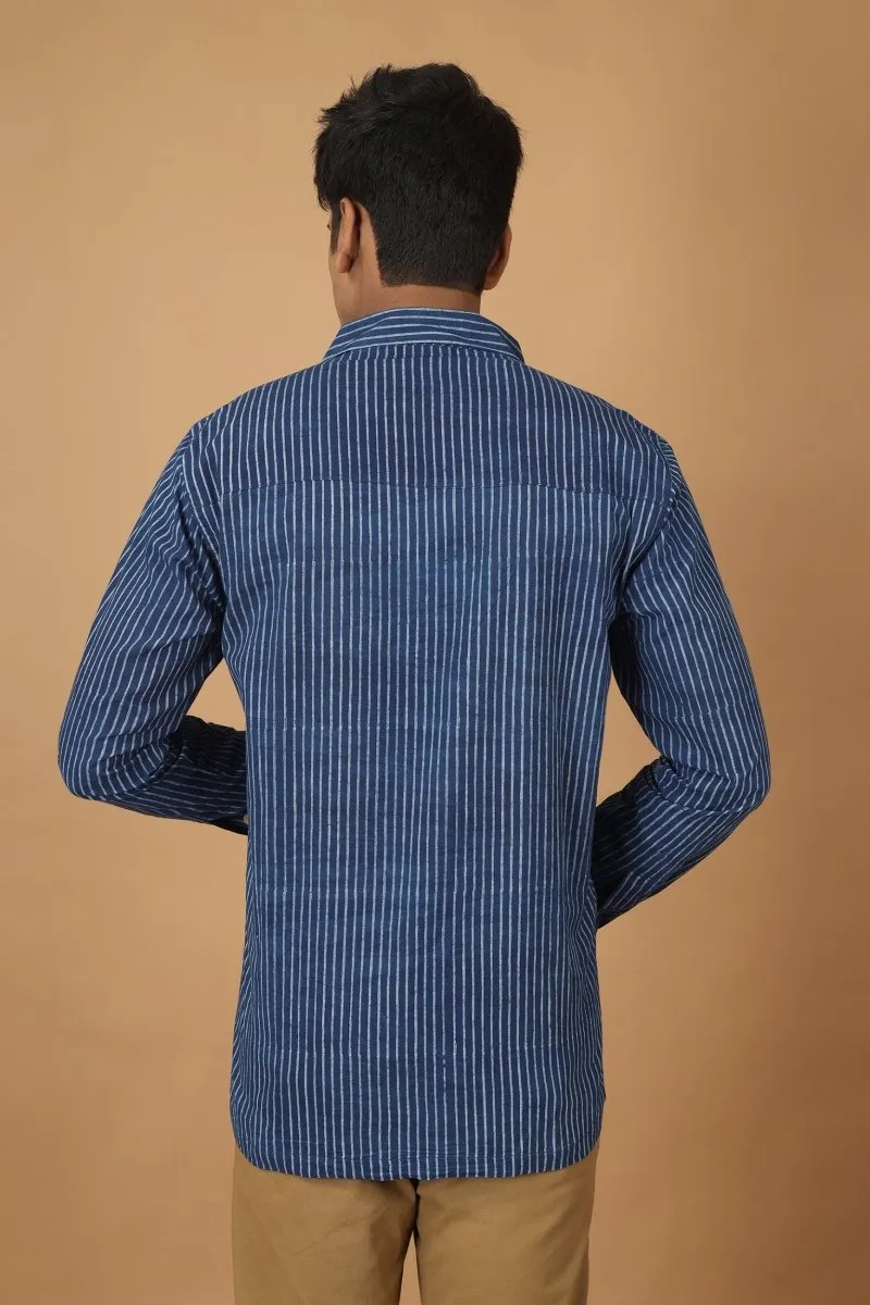 Rekh Dabu Indigo Mens Cotton Shirt