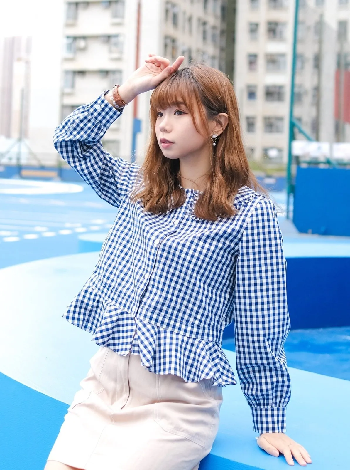 Ruffled Checked Blouse*