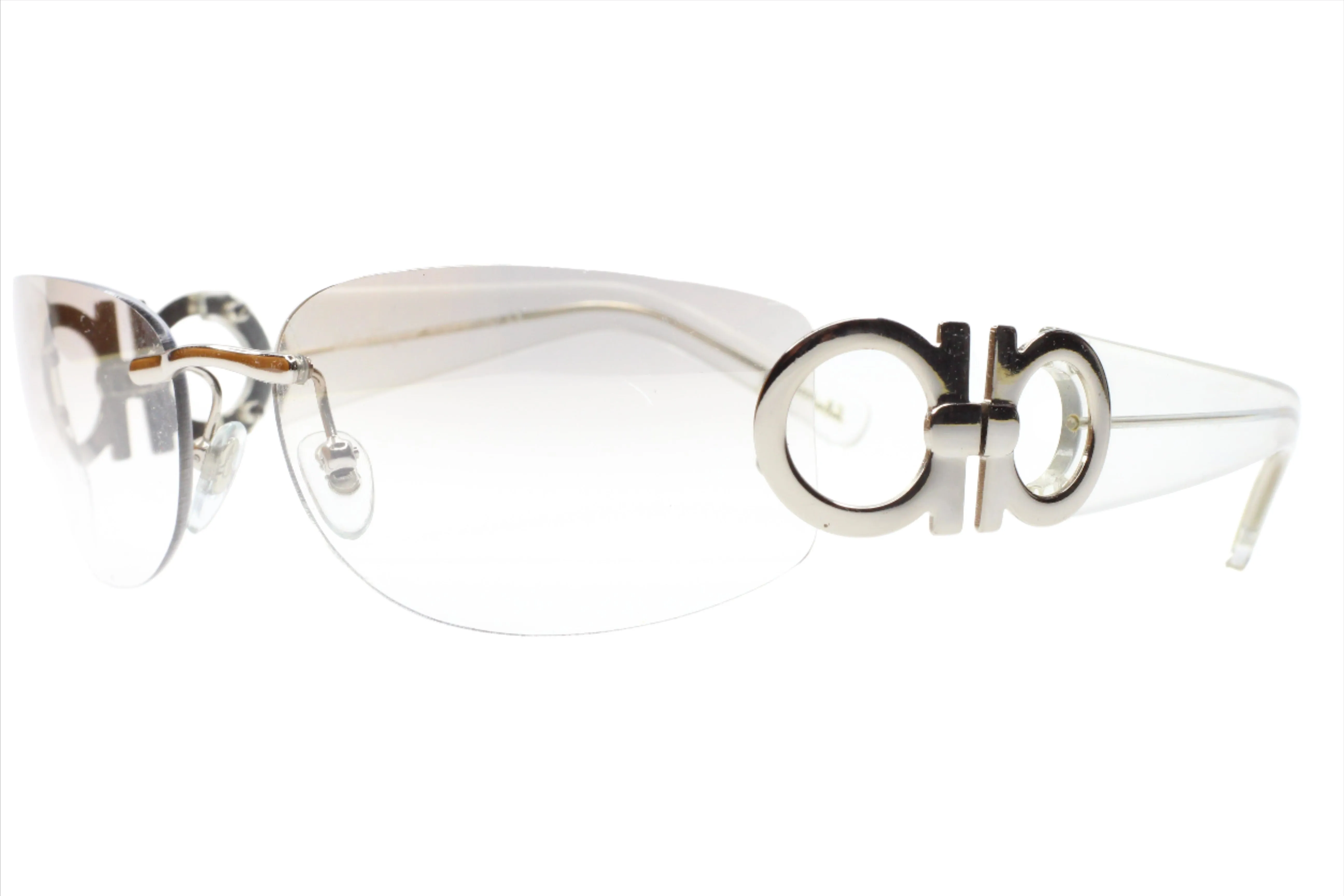 Salvatore Ferragamo SF1047 511/61 Clear Silver Rimless Luxury Sunglasses