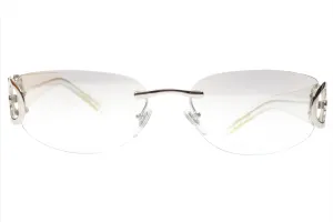 Salvatore Ferragamo SF1047 511/61 Clear Silver Rimless Luxury Sunglasses