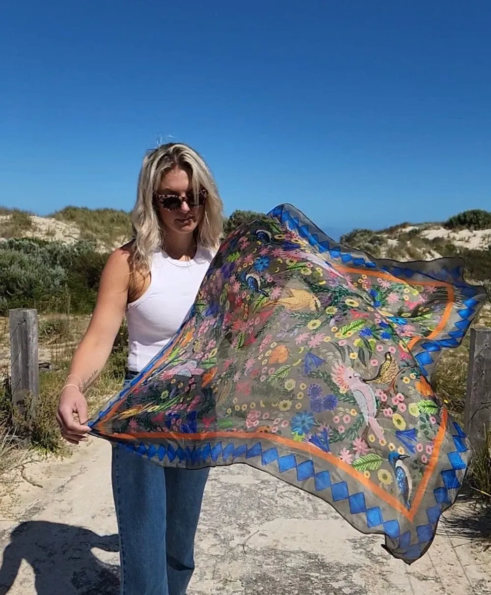 Silk Scarf - Dreamers Garden - Australian Birds