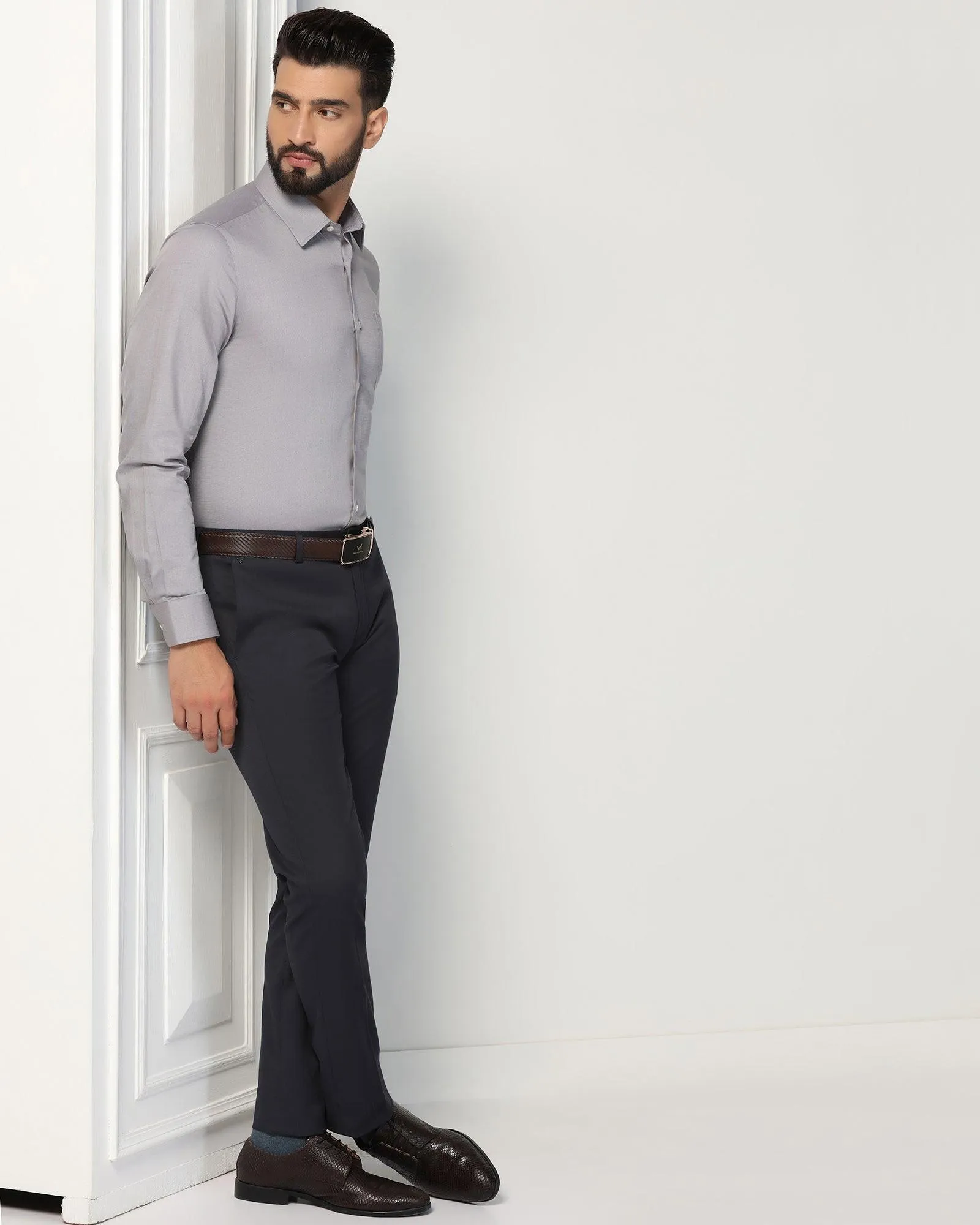 Slim Comfort B-95 Formal Navy Solid Trouser - Eldorado