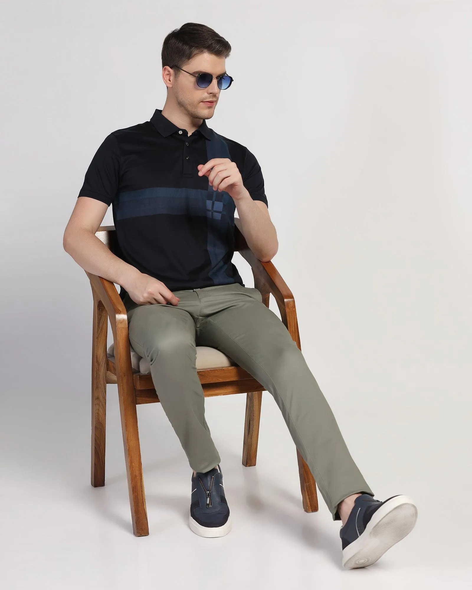 Slim Fit B-91 Casual Olive Solid Khakis - Lab