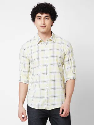 Spykar Yellow CHECKED FULL SLEEVE Shirt For Men