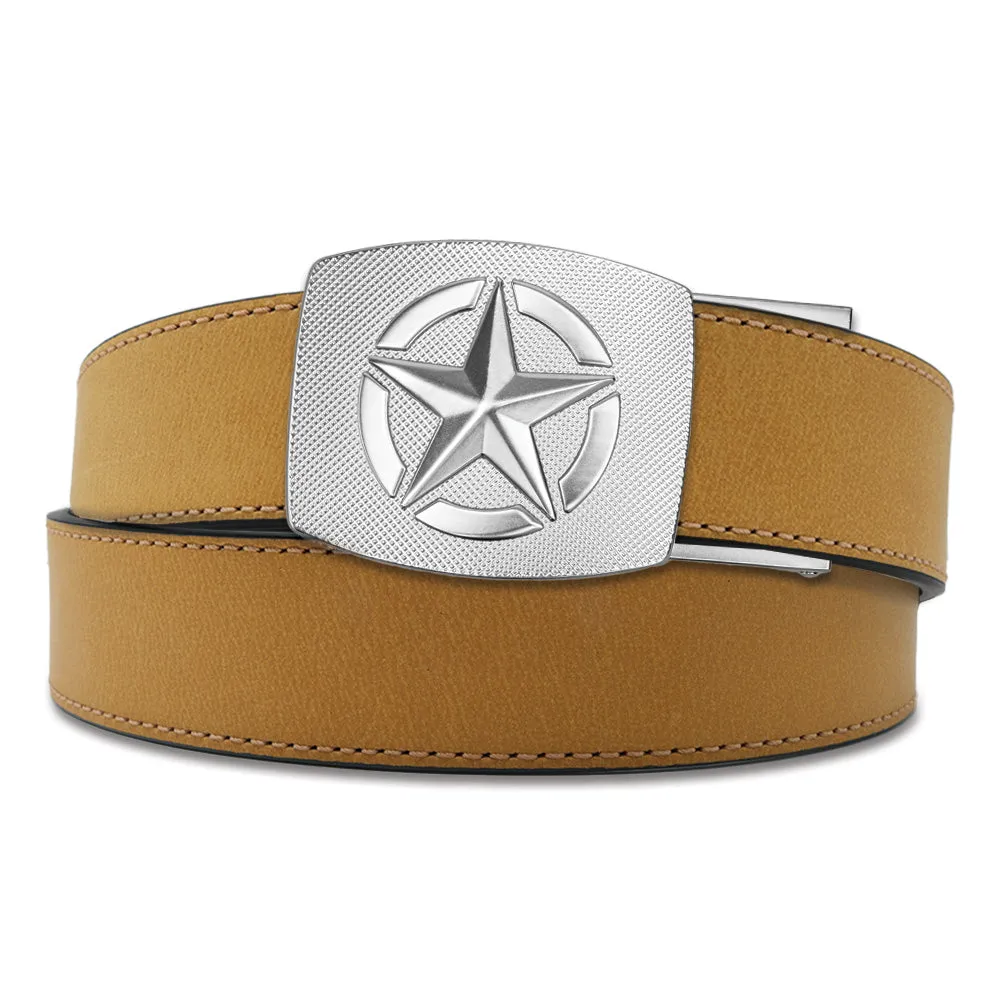 STAR BUCKLE | TAN BUFFALO LEATHER GUN BELT