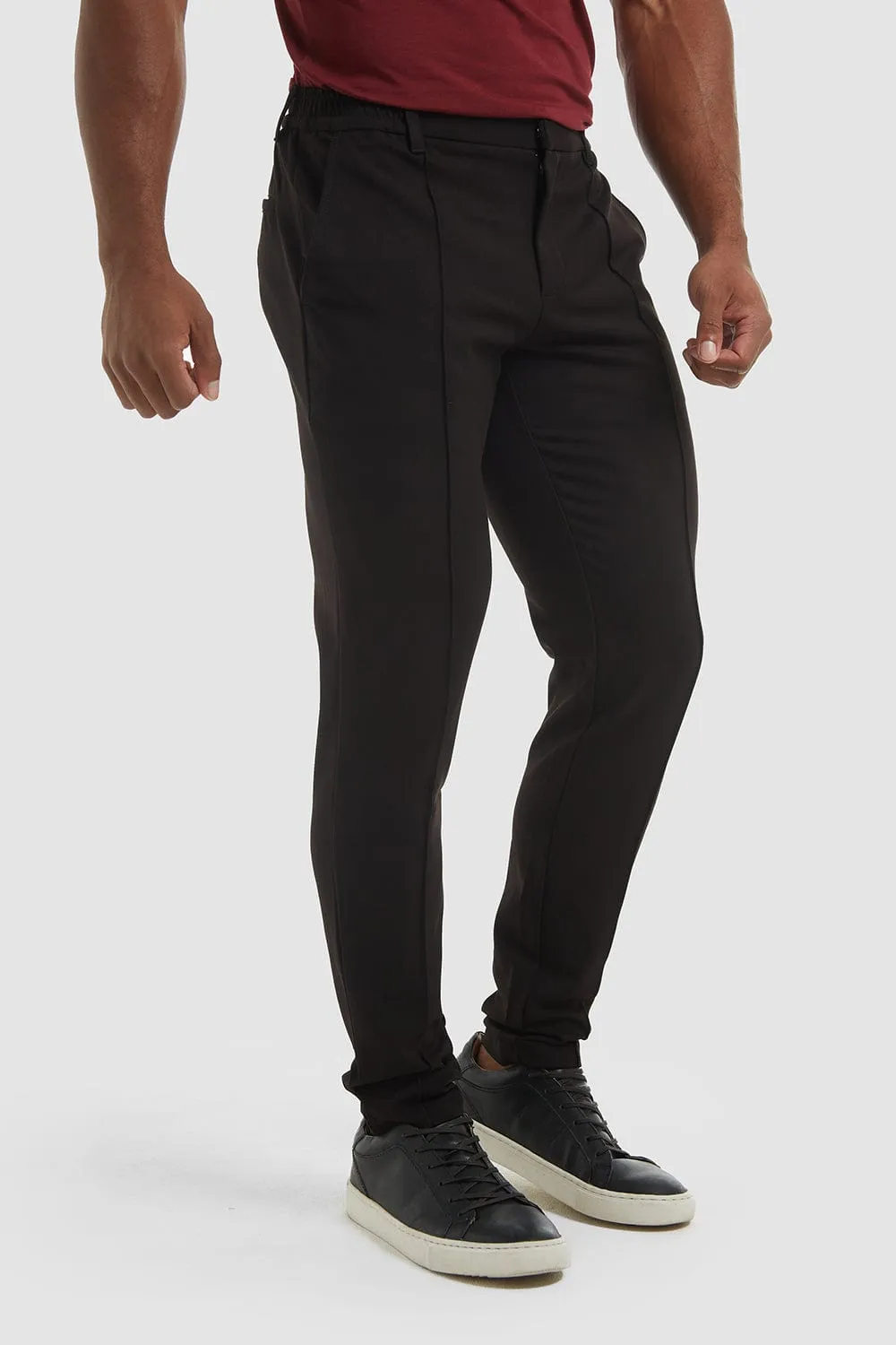 Stitched Crease Trousers in Black