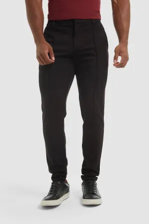 Stitched Crease Trousers in Black