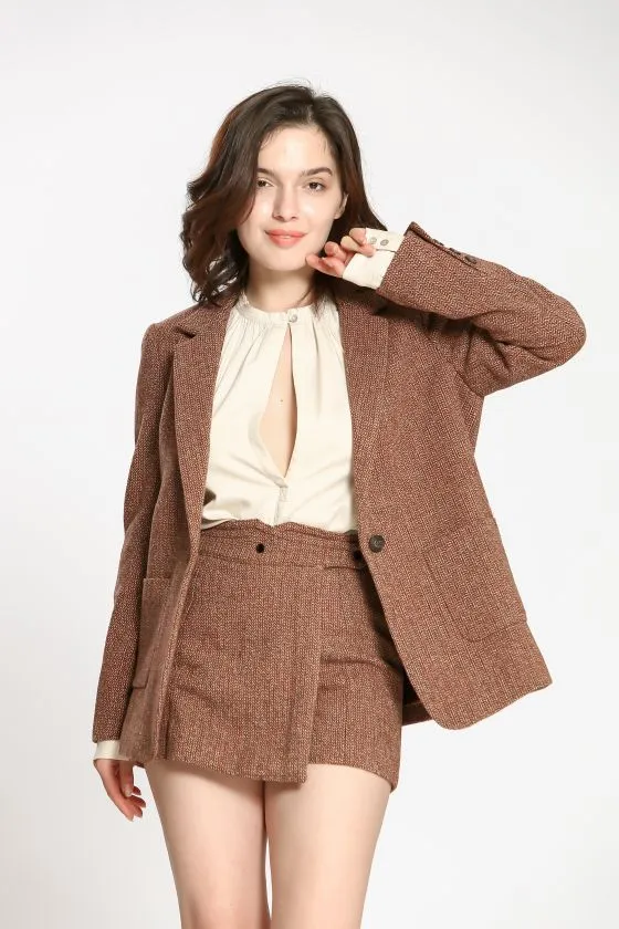 The Ava Tweed Jacket - Red Blend