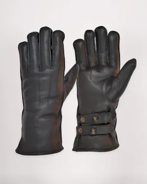 Twin Strap Merino Wool Lined Cafe Racer Gloves