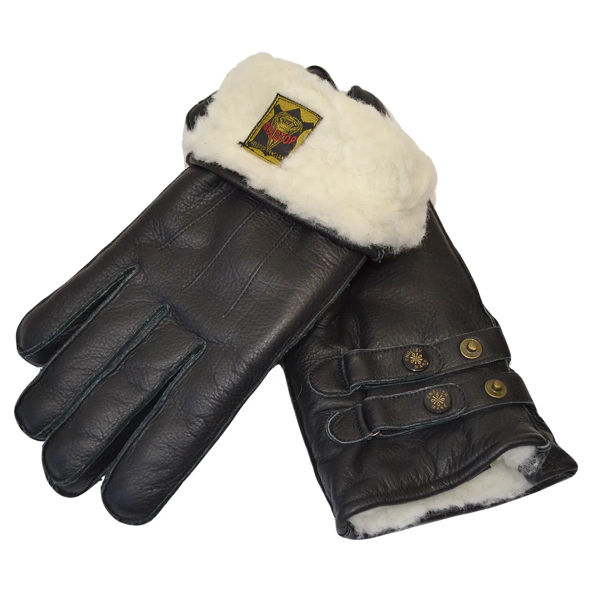 Twin Strap Merino Wool Lined Cafe Racer Gloves