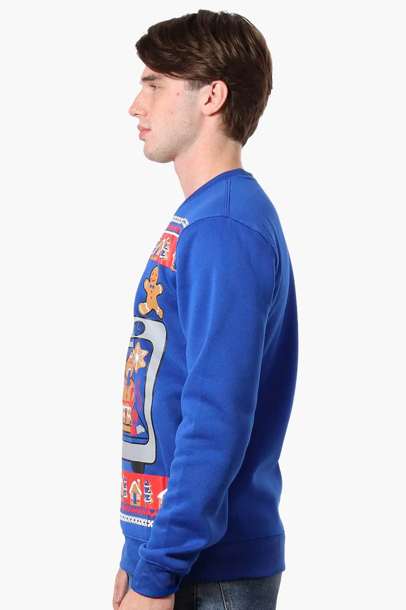 Ugly Christmas Sweater Let's Get Baked Print Christmas Sweater - Blue