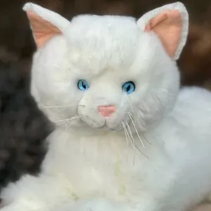 White Floppy Plush Cat Blue Eyes 19" Bianca by Auswella