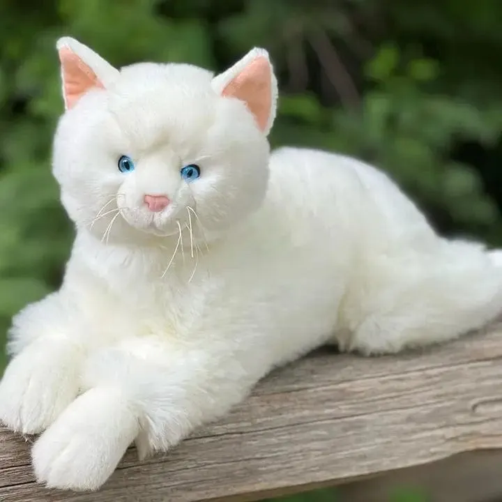 White Floppy Plush Cat Blue Eyes 19" Bianca by Auswella