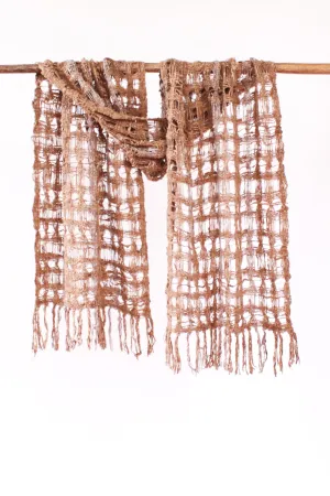 Wild Silk Chunky Open-Weave Scarf, Mushroom   Natural