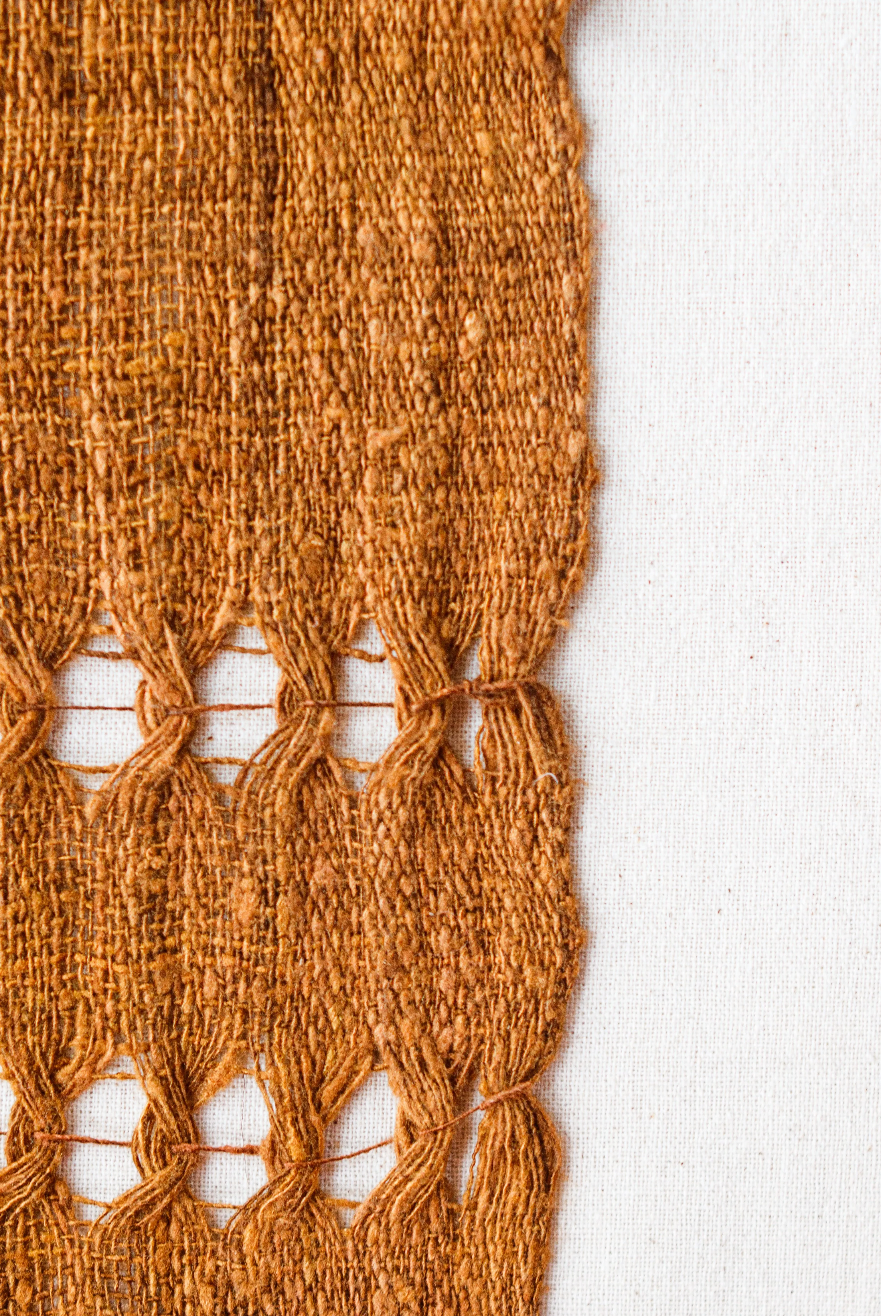 Wild Silk Spider Weave Scarf, Nato Bark   Turmeric