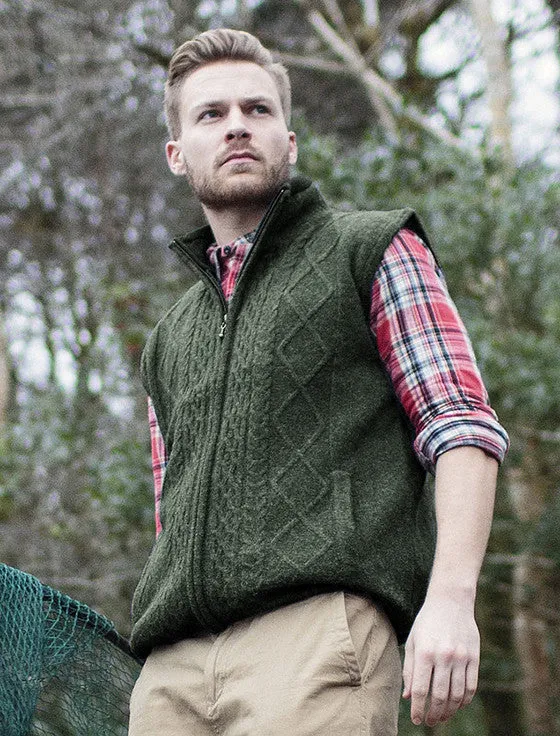 Windproof Aran Style Bodywarmer - Fern