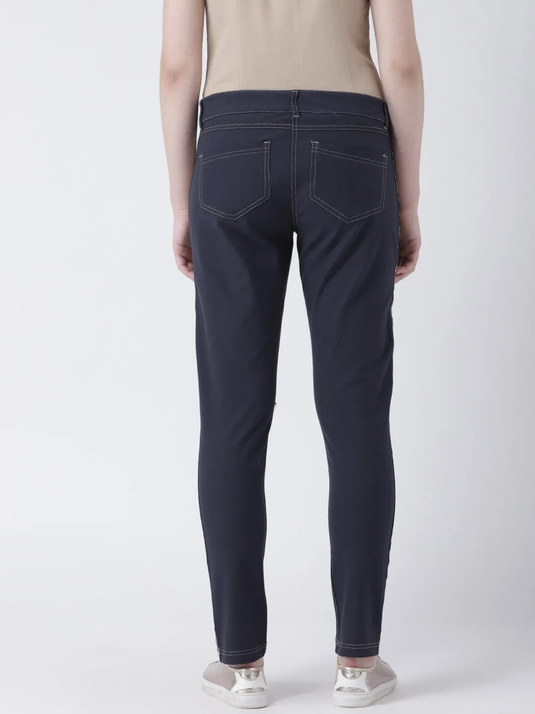 Women Navy Blue Casual Trousers