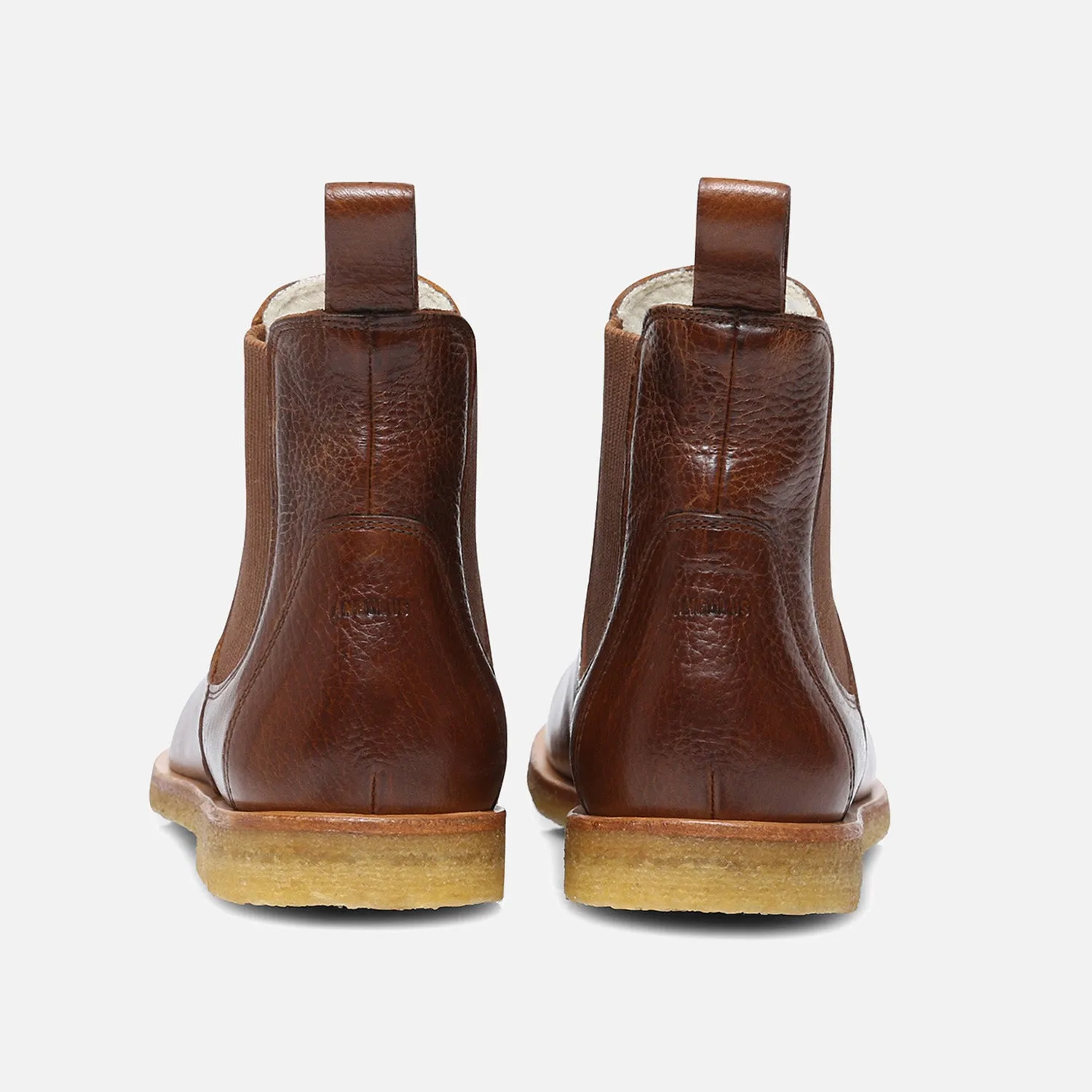 Womens Wool Lined Chelsea Boots - Cognac