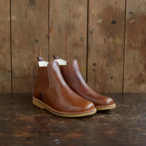 Womens Wool Lined Chelsea Boots - Cognac