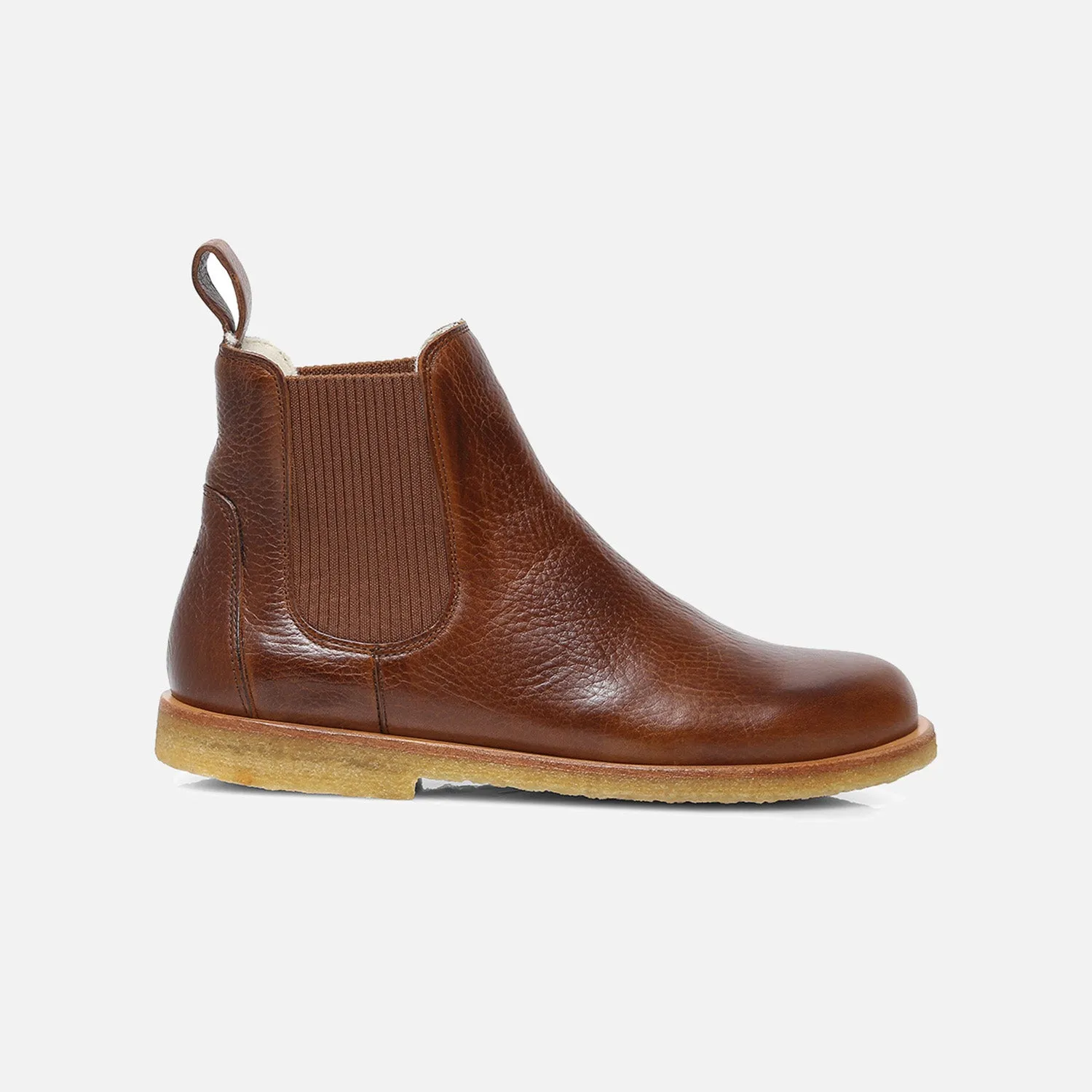 Womens Wool Lined Chelsea Boots - Cognac