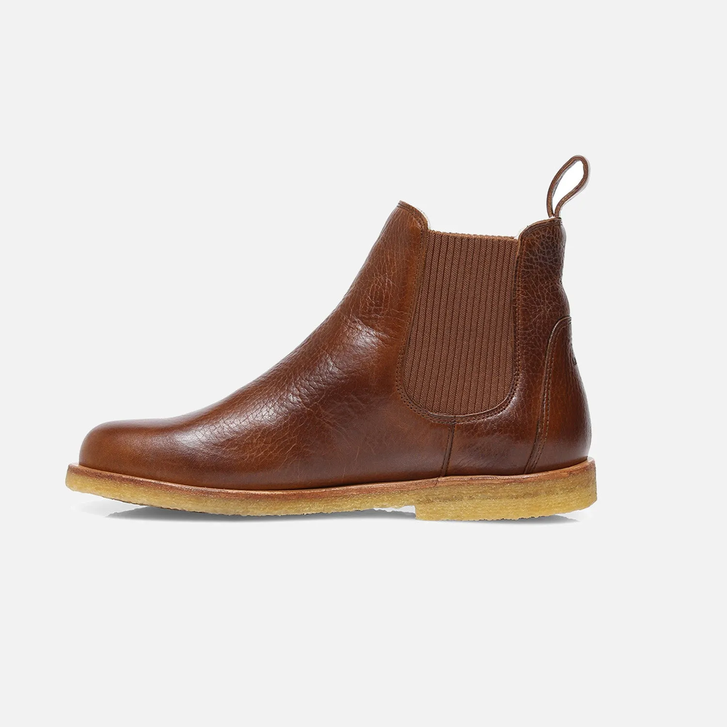 Womens Wool Lined Chelsea Boots - Cognac