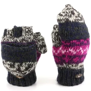 Wool Knit Fingerless Shooter Gloves - Space Dye (Dark Multi)