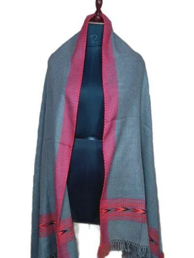 Yak Wool Shawl Dark Silver Grey Colour | Handwoven