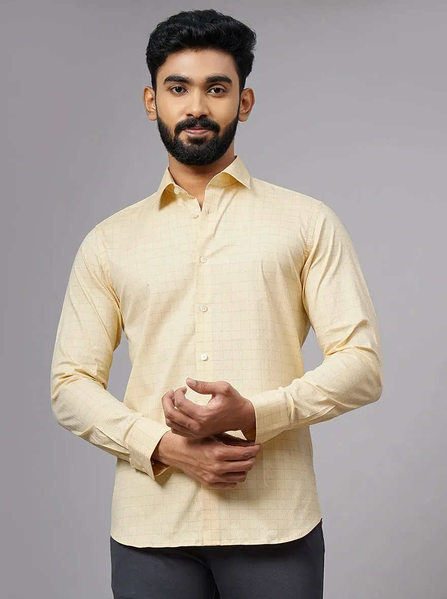 Yellow Checked Slim Fit Formal Shirt | JadeBlue