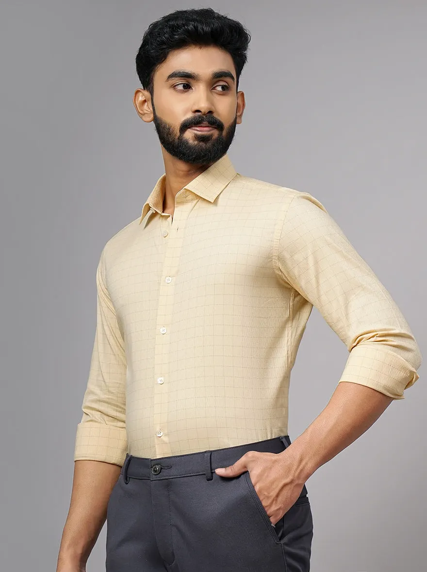 Yellow Checked Slim Fit Formal Shirt | JadeBlue