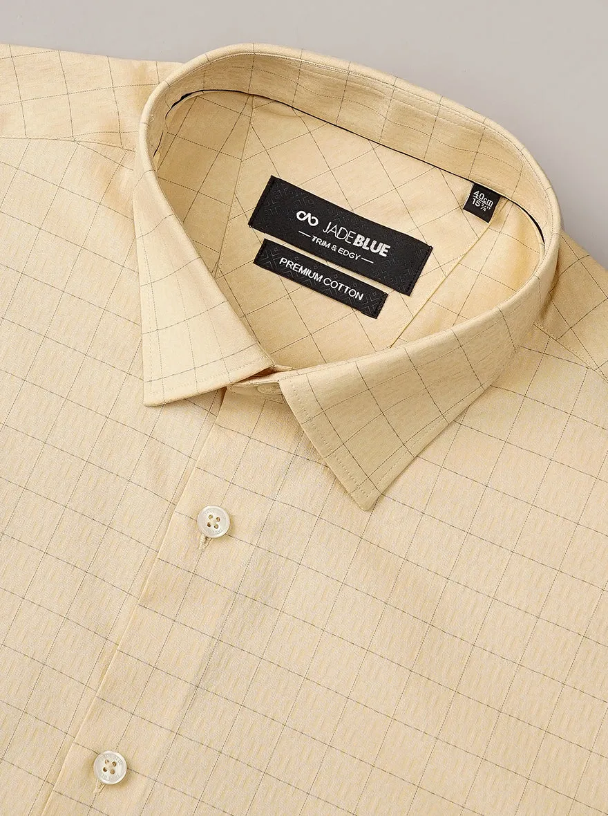 Yellow Checked Slim Fit Formal Shirt | JadeBlue