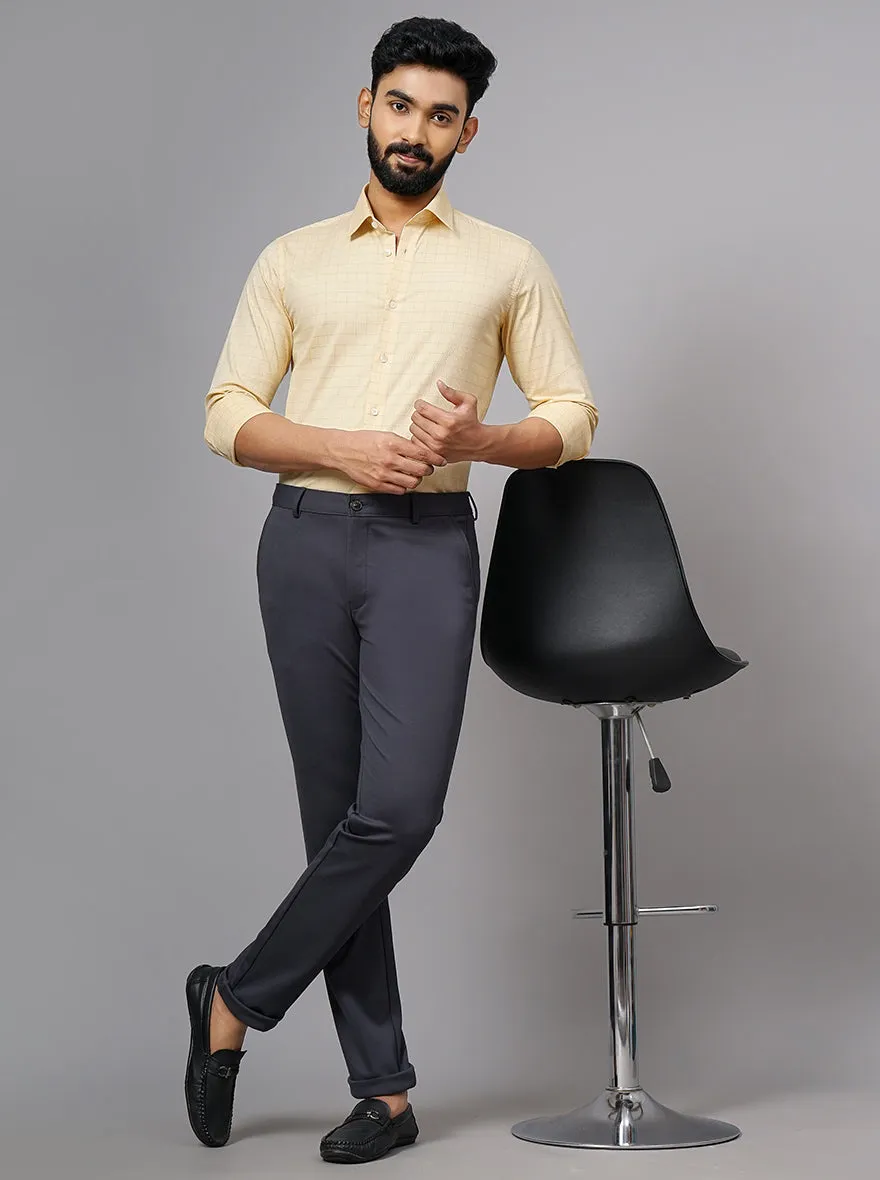 Yellow Checked Slim Fit Formal Shirt | JadeBlue