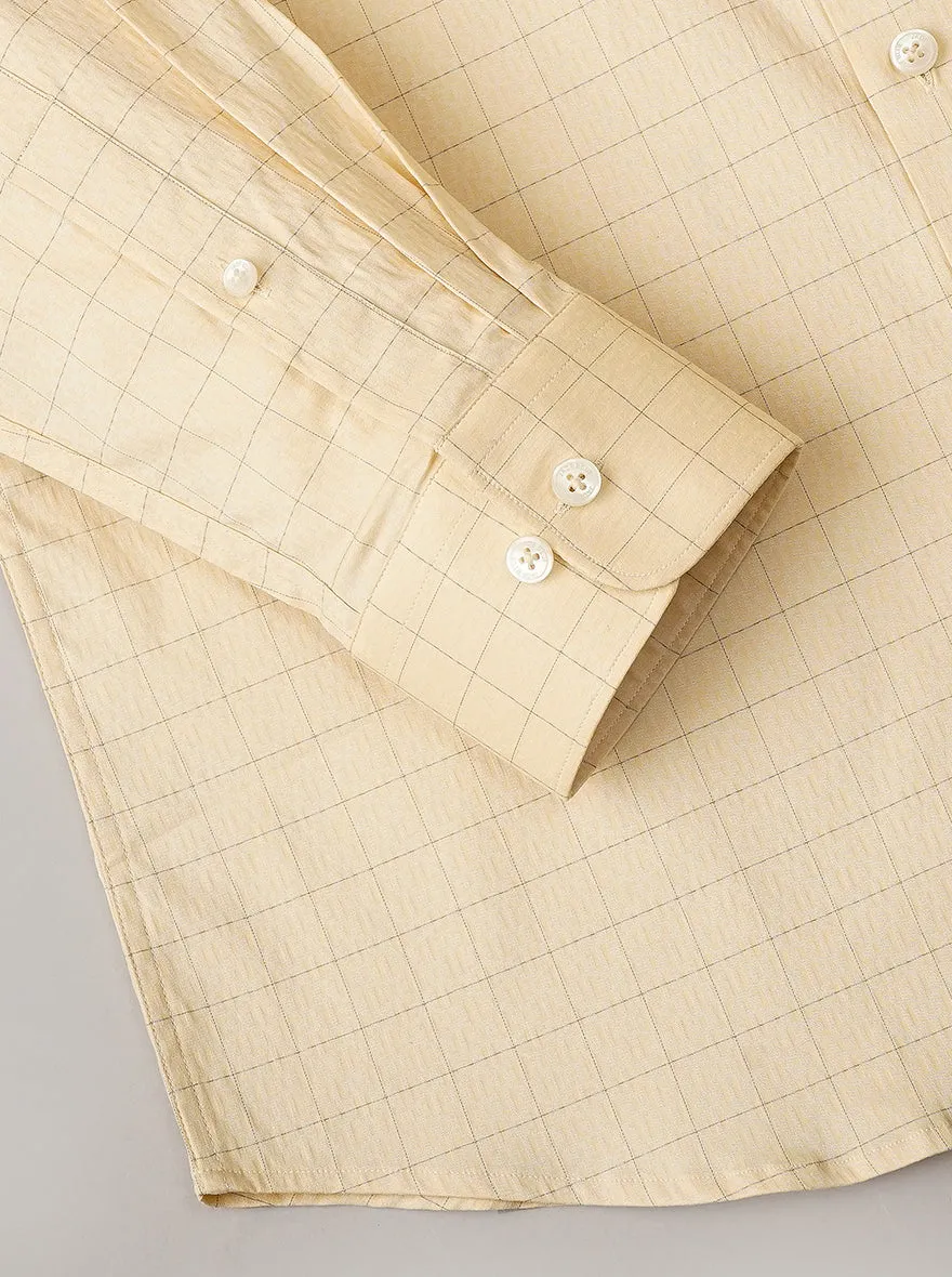 Yellow Checked Slim Fit Formal Shirt | JadeBlue