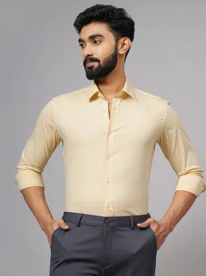 Yellow Checked Slim Fit Formal Shirt | JadeBlue