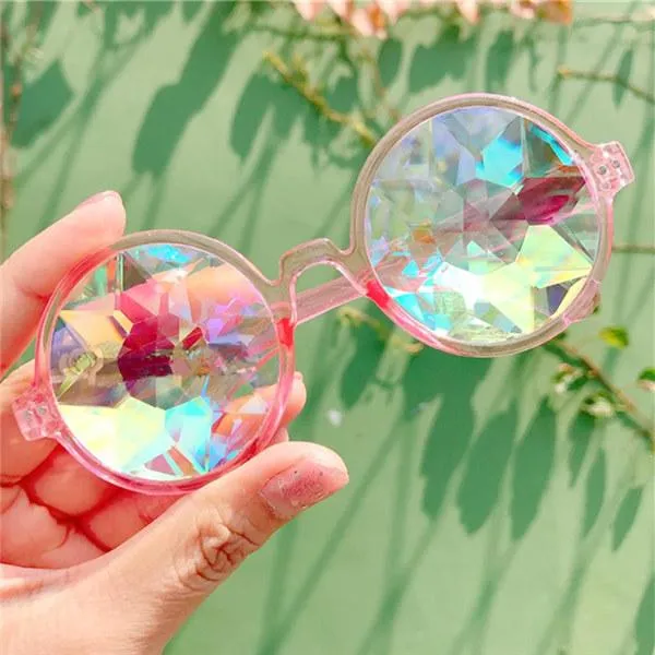 YOOSKE Sunglasses Retro Round Kaleidoscope Sunglasses Men Women Designer Kaleidoscope Glasses Cosplay goggles