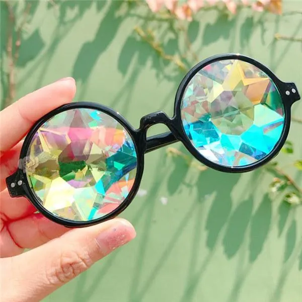 YOOSKE Sunglasses Retro Round Kaleidoscope Sunglasses Men Women Designer Kaleidoscope Glasses Cosplay goggles