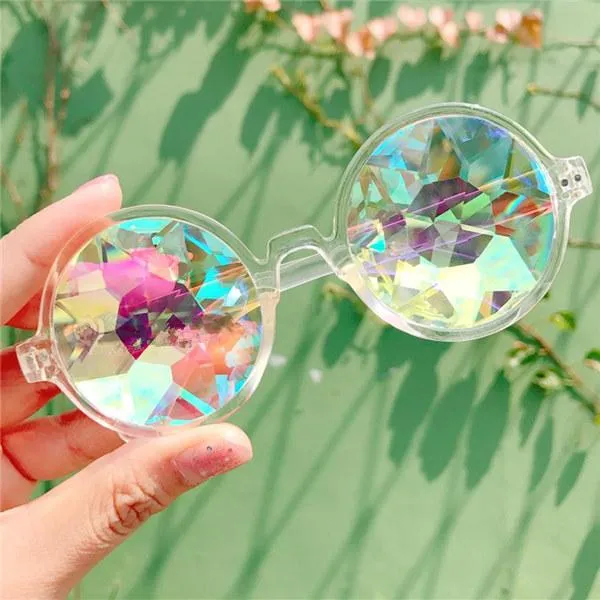 YOOSKE Sunglasses Retro Round Kaleidoscope Sunglasses Men Women Designer Kaleidoscope Glasses Cosplay goggles